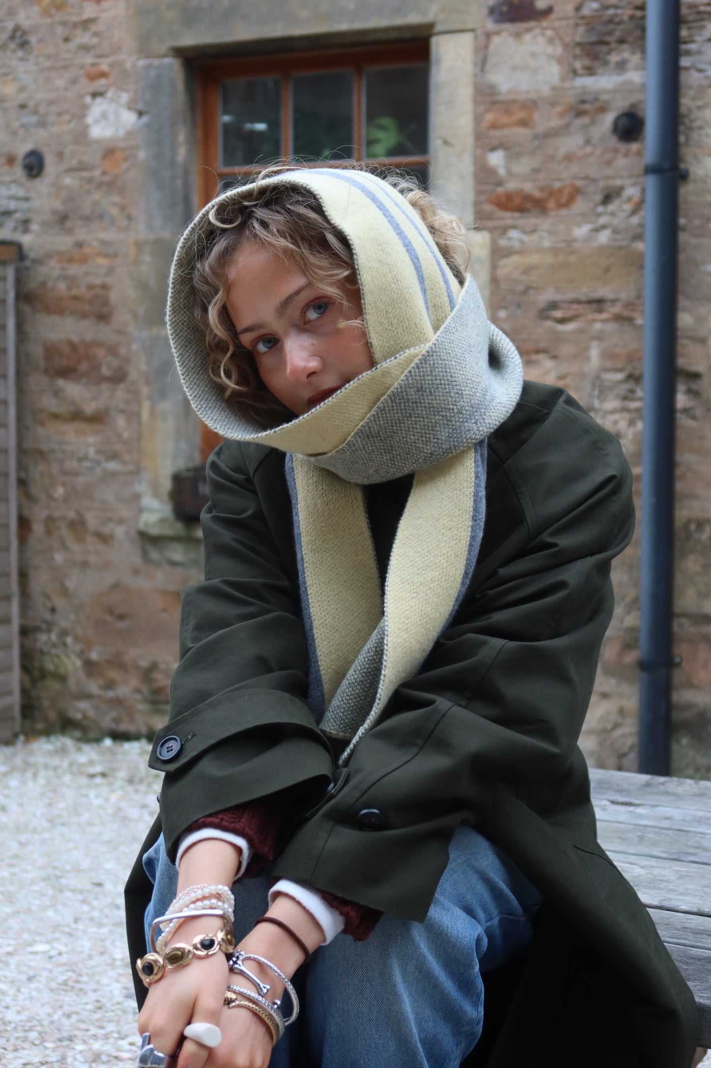 Long Scarf - Butter and Grey